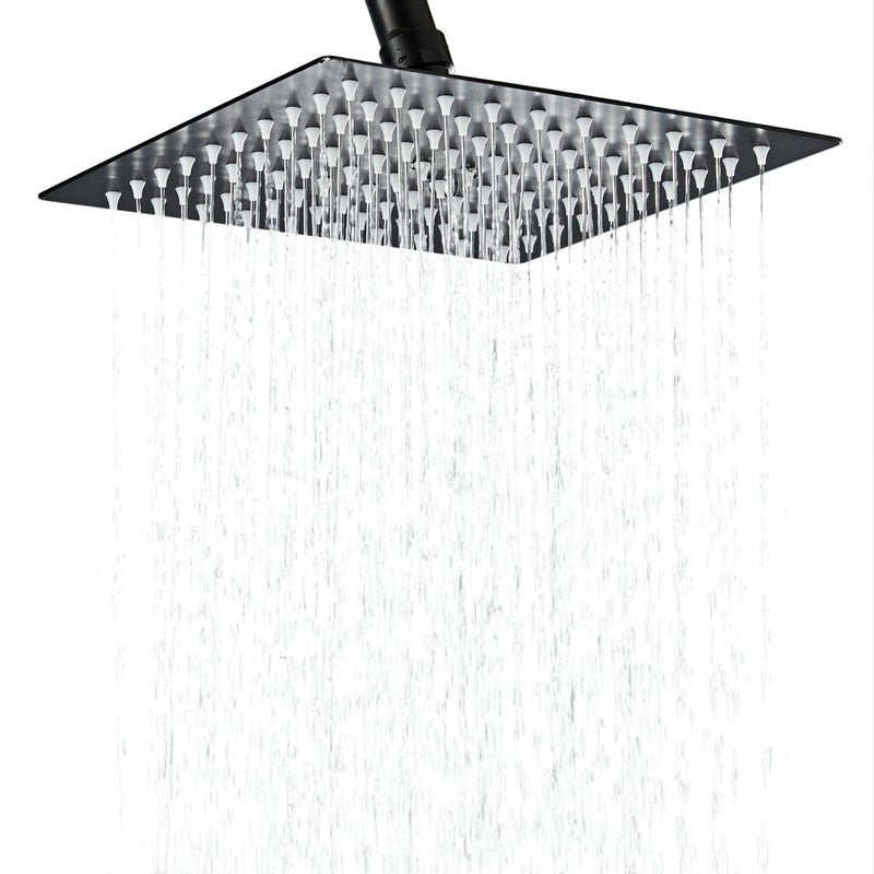 Hiendure Shower Head,12 Inch Rainfall Shower Head in Matte Black,High Presssure Adjustable Ultra-Thin Stainless Steel Top Sprayer - Image 1